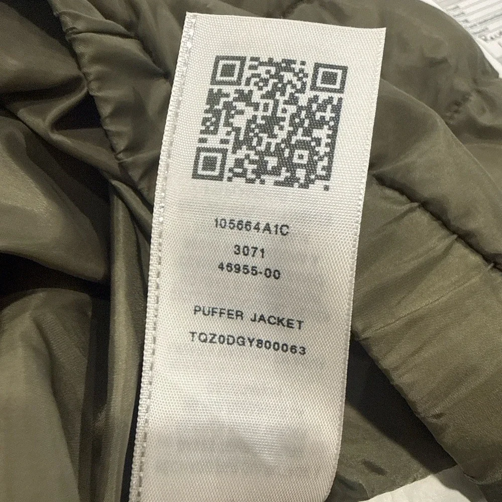 True Religion Men's Olive Green Puffer Jacket Logo Zip